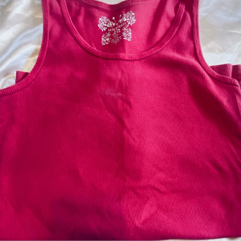 No Boundaries Girls' Hot Pink Ribbed Tank Top